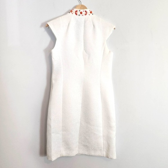 NWT Jessica Howard White Jacquard Sheath Cocktail Dress W/ Beaded Neckline SZ 6 - Picture 6 of 10